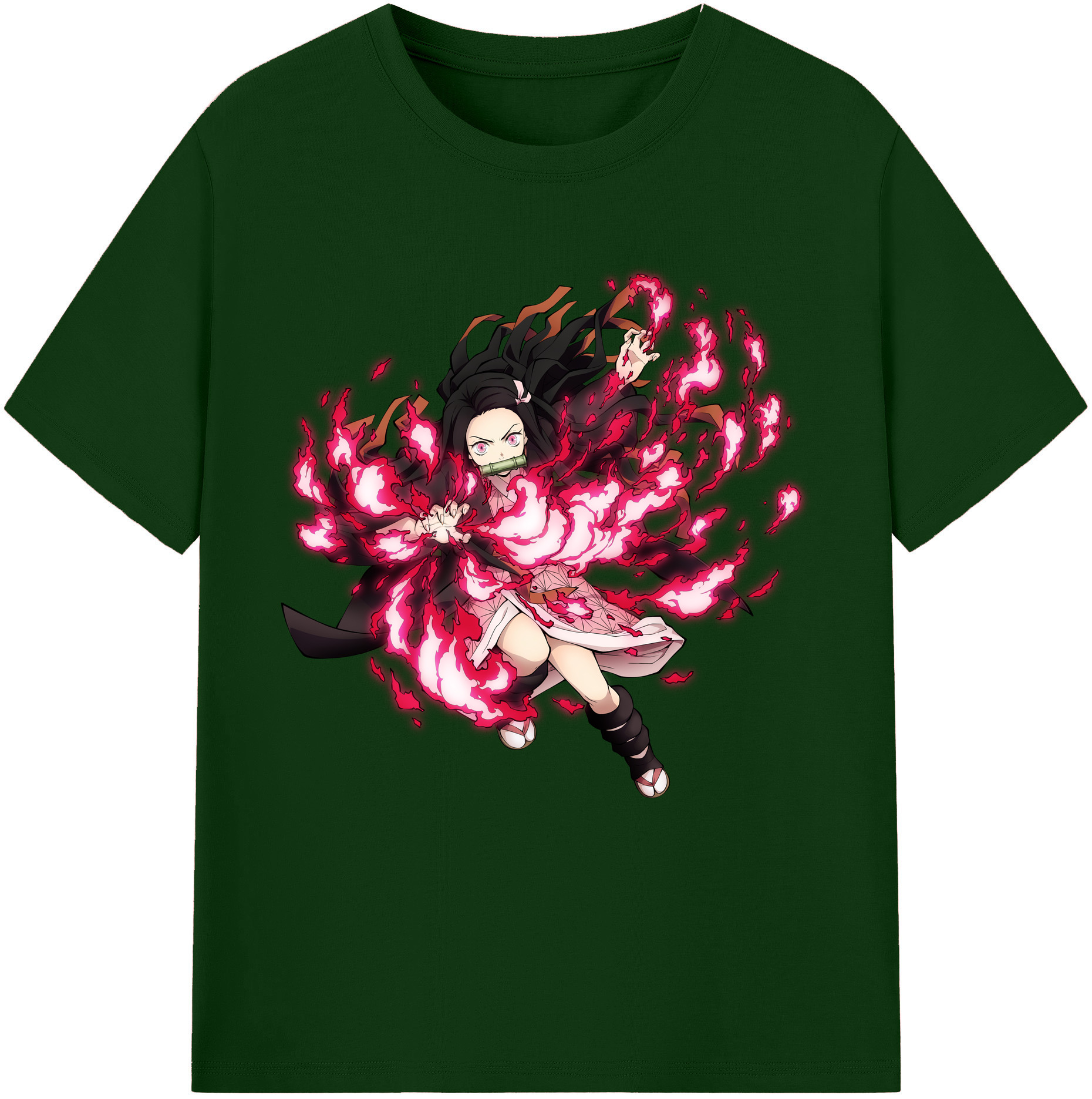 （画像用） 鬼滅の刃（きめつのやいば）竈門 禰󠄀豆子／かまど ねずこ Kamado Nezuko 綿100％半袖Tシャツ（フロントプリント）